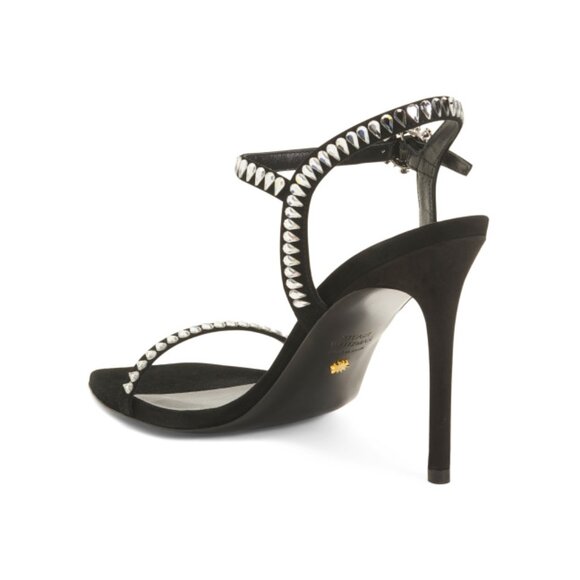 STUART WEITZMAN Black Made In Spain Suede Gemcut 100 Heeled Sandals - Picture 2 of 2